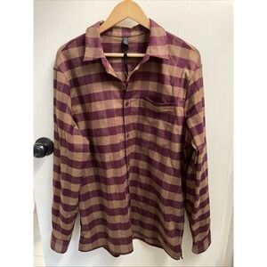 Lululemon Plaid Button Up Brown And Maroon Xl